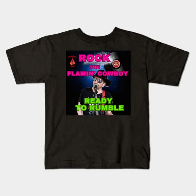 ROCK the Flamin Cowboy Ready to Rumble Kids T-Shirt by anothercoffee